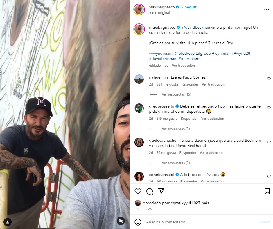 La Reacción De David Beckham Cuando Visitó El Mural Que Le Está Haciendo El Argentino Maxi 6412