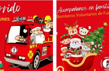 Los Bomberos Voluntarios de Funes también ayudan a papá Noel.