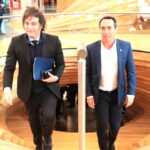 Javier Milei y Marcos Galperin, durante la visita del presidente a Mercado Libre