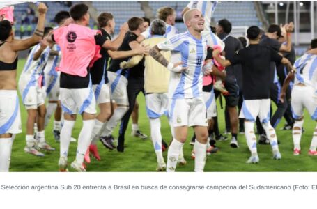 La Selección argentina Sub 20 enfrenta a Brasil en busca de consagrarse campeona del Sudamericano